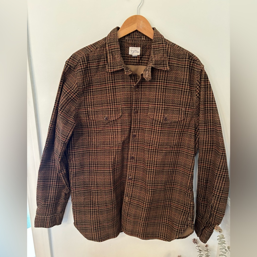 J Crew Corduroy Overshirt - Brown/Black, Large